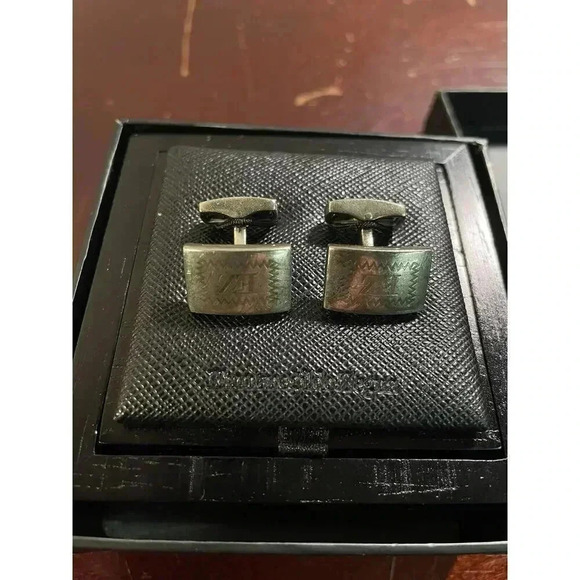 Ermenegildo Zegna 925 Sterling Silver Cufflinks EZ Logo in Wooden Box - Picture 9 of 13